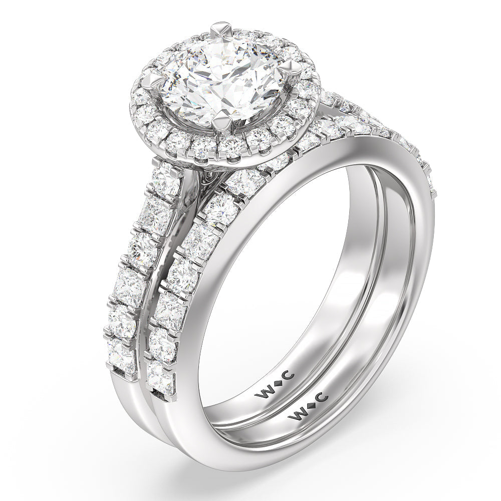 Contemporary Halo Engagement Ring with Oval Cut Diamond in 14KT Rose Gold view 4
