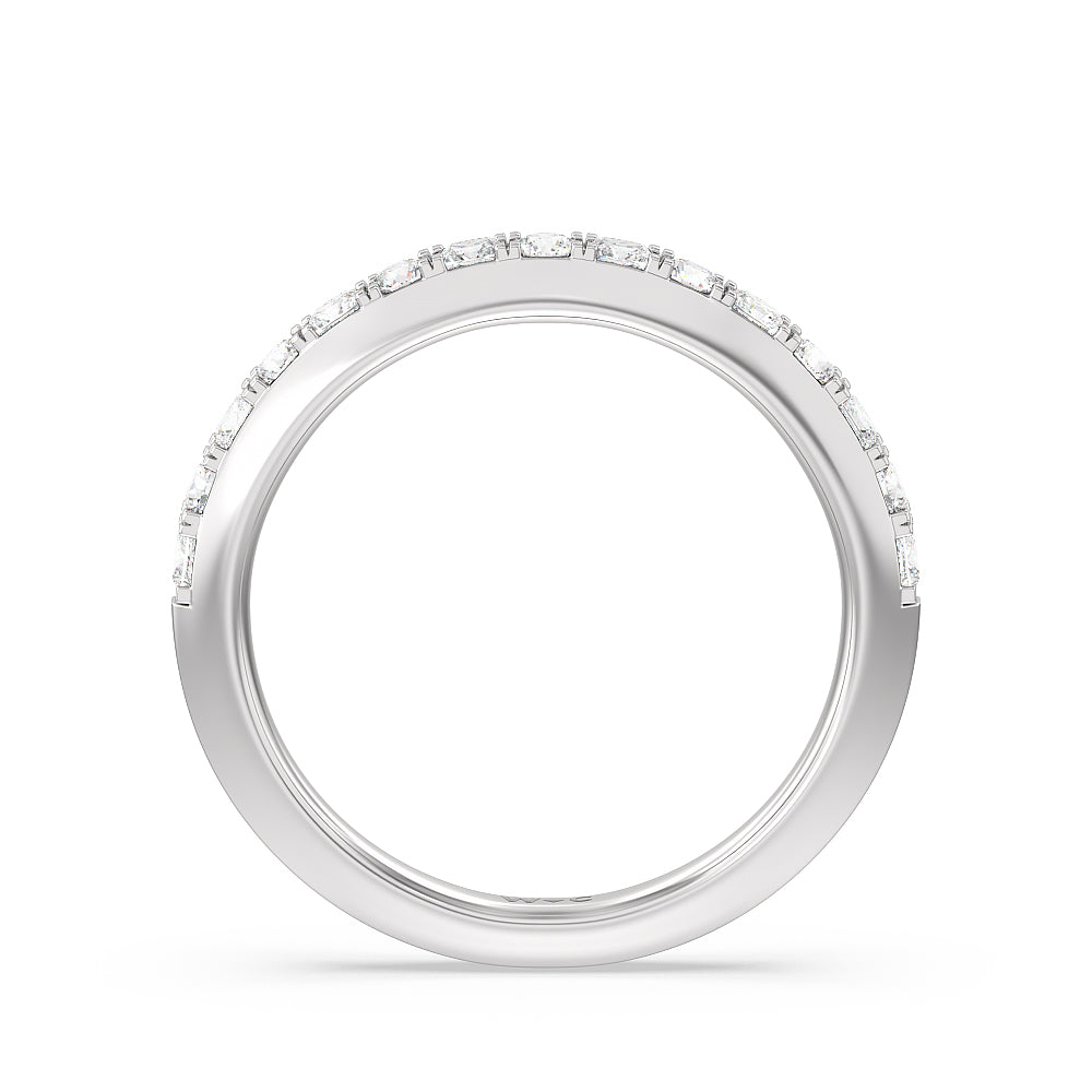 Contemporary Halo Diamond Wedding Band with Platinum Cut Diamond in 14KT Platinum view 2
