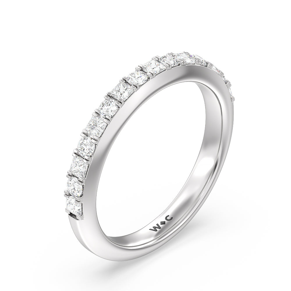 Contemporary Halo Diamond Wedding Band with Platinum Cut Diamond in 14KT Platinum view 4
