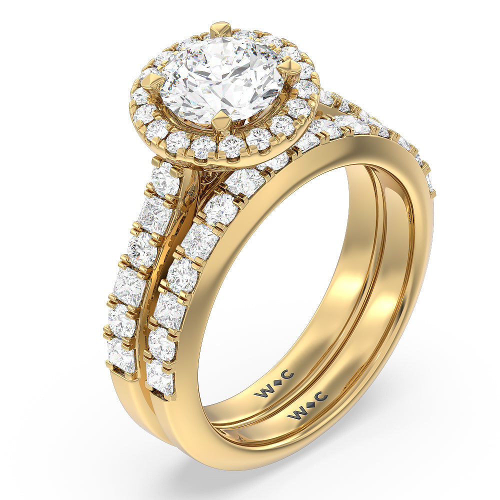 Contemporary Halo Engagement Ring with Oval Cut Diamond in 14KT Rose Gold view 5
