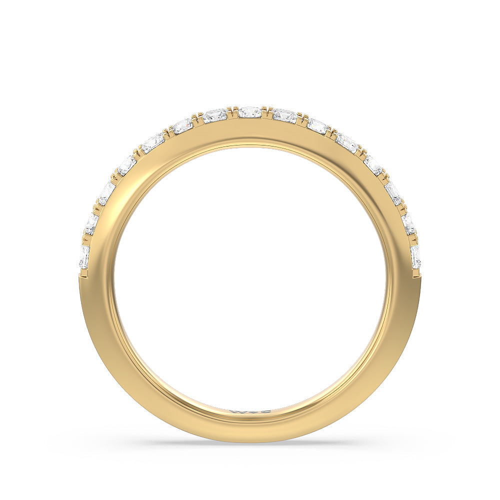 Contemporary Halo Diamond Wedding Band with 18KT Yellow Gold Cut Diamond in 14KT Yellow Gold view 2
