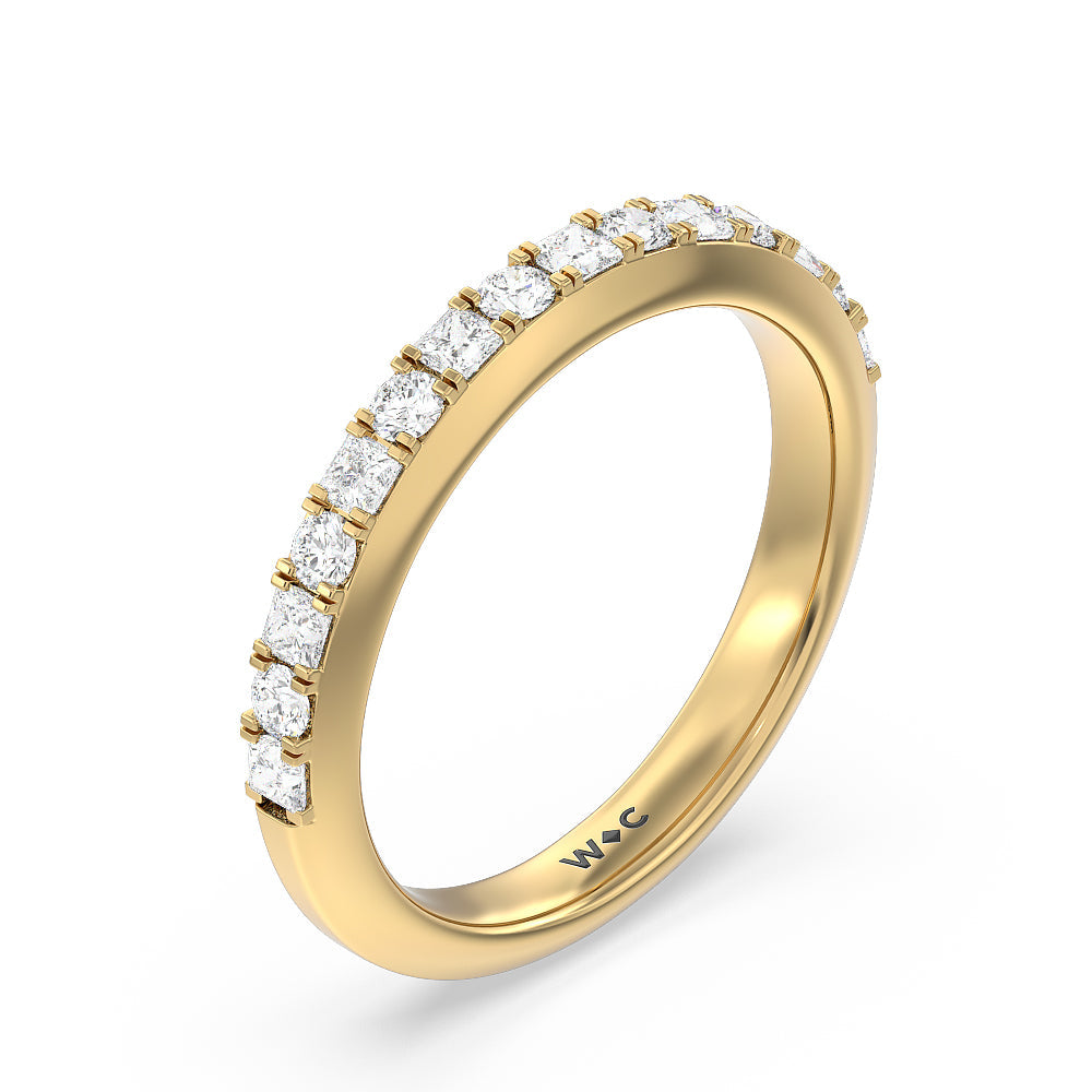 Contemporary Halo Diamond Wedding Band with 18KT Yellow Gold Cut Diamond in 14KT Yellow Gold view 4
