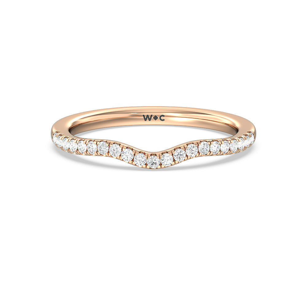 Twisted Shank Halo Diamond Wedding Band with 18KT Rose Gold Cut Diamond in 14KT Rose Gold view 1
