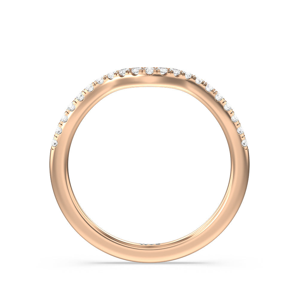 Twisted Shank Halo Diamond Wedding Band with 18KT Rose Gold Cut Diamond in 14KT Rose Gold view 2
