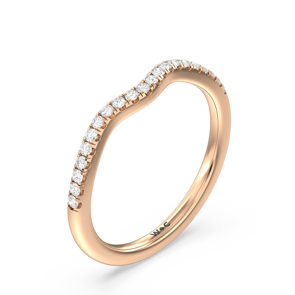 Twisted Shank Halo Diamond Wedding Band with 18KT Rose Gold Cut Diamond in 14KT Rose Gold view 4
