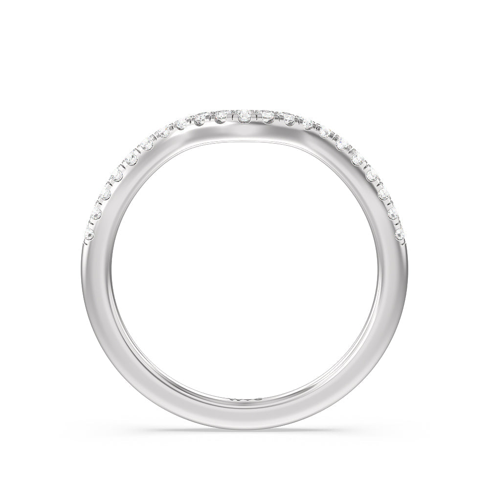 Twisted Shank Halo Diamond Wedding Band Size 5.5 with 14KT White Gold Cut Diamond in 14KT White Gold view 2
