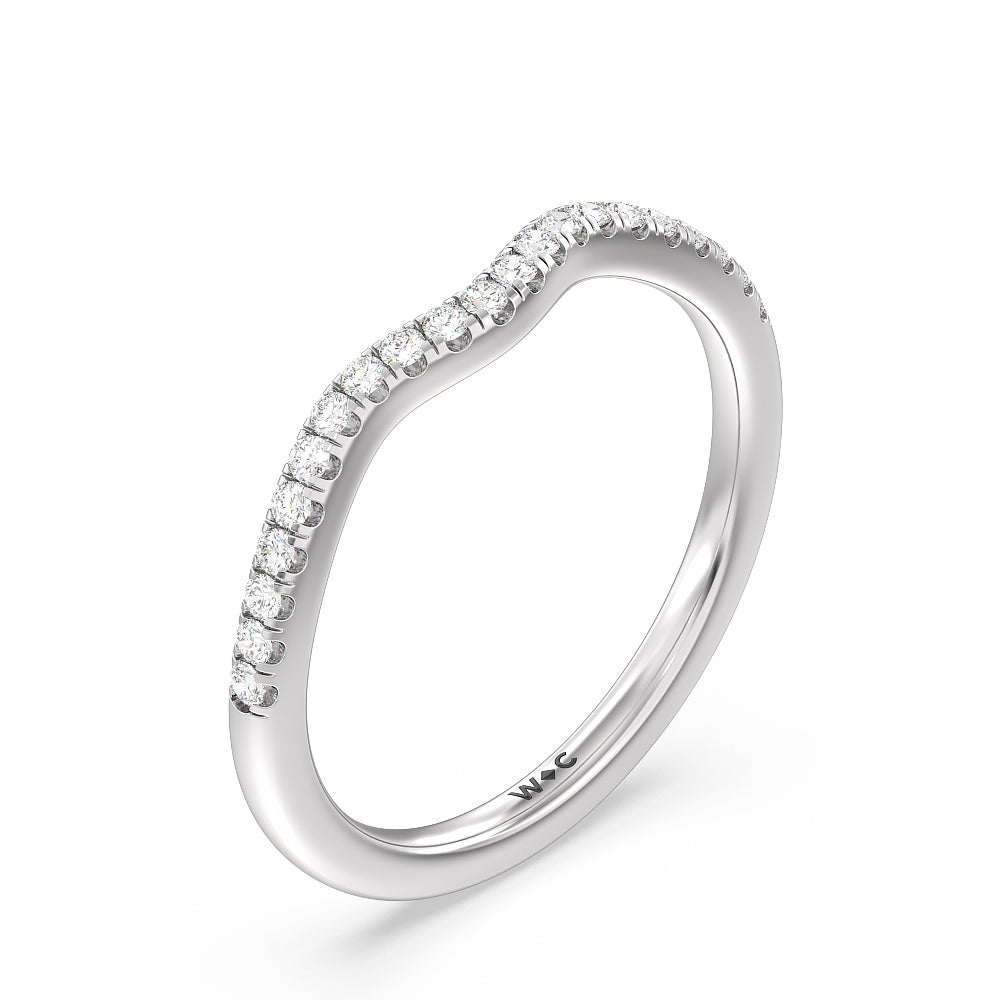 Twisted Shank Halo Diamond Wedding Band Size 5.5 with 14KT White Gold Cut Diamond in 14KT White Gold view 4
