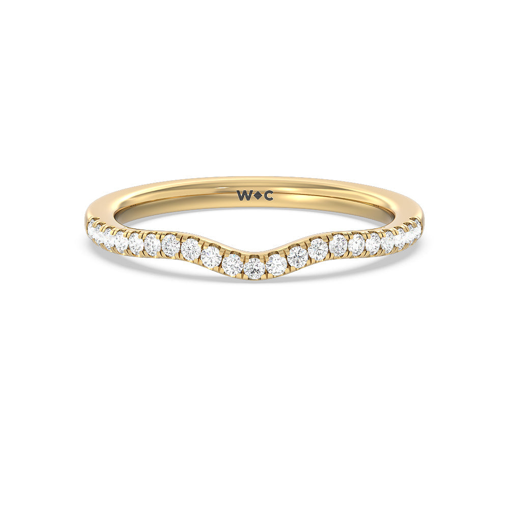 Twisted Shank Halo Diamond Wedding Band with 18KT Yellow Gold Cut Diamond in 14KT Yellow Gold view 1
