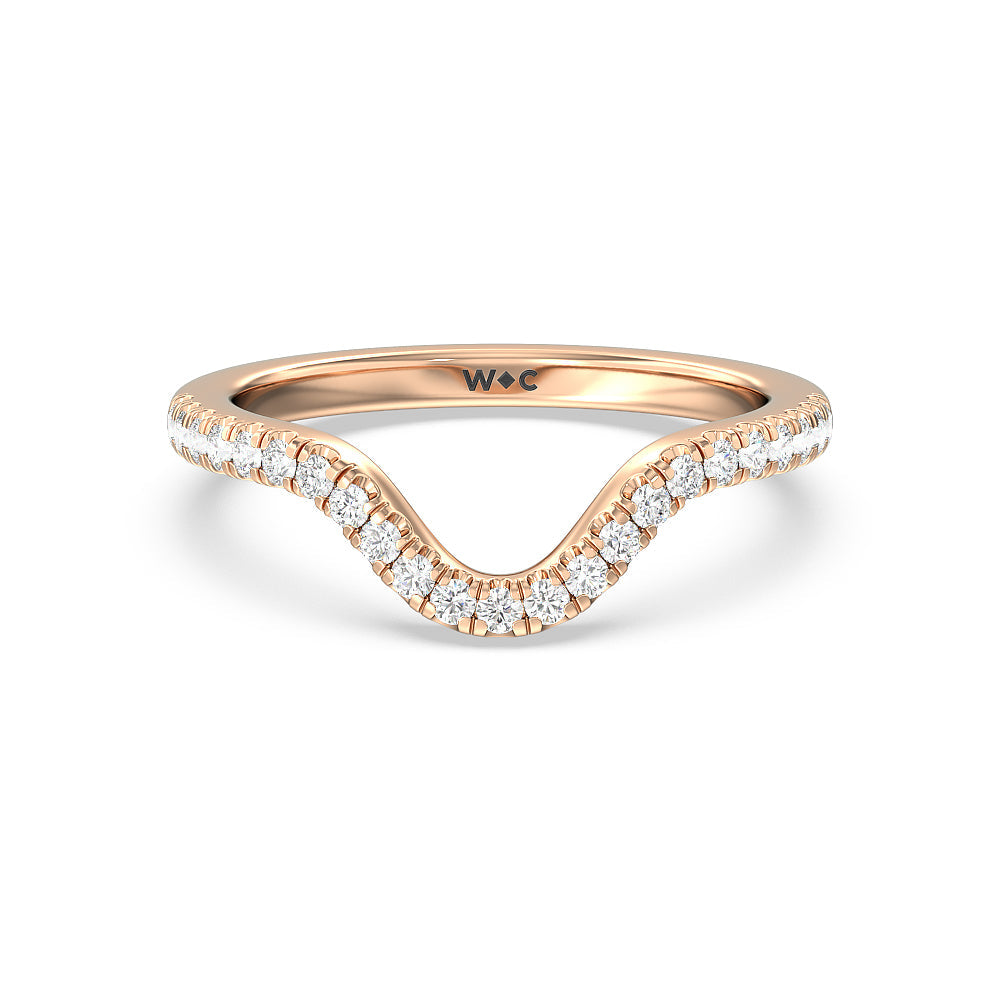 Twisted Halo Diamond Wedding Band with 18KT Rose Gold Cut Diamond in 14KT Rose Gold view 1
