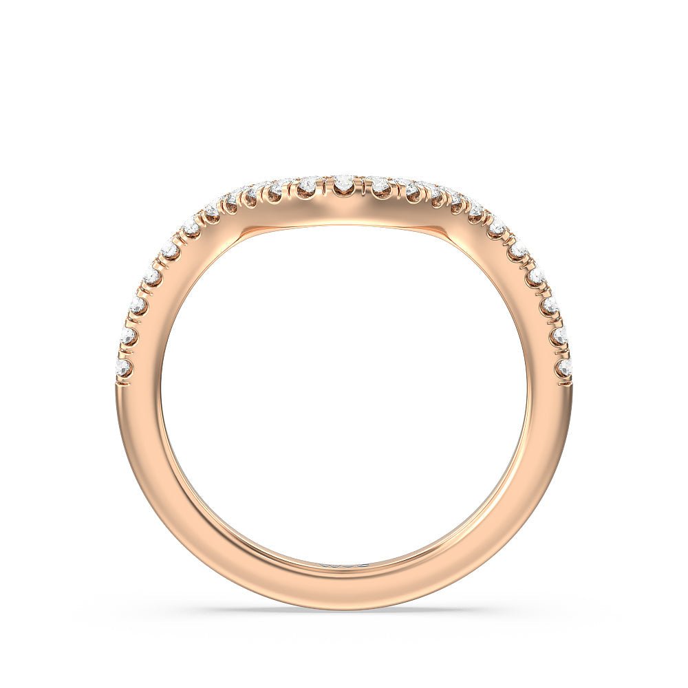 Twisted Halo Diamond Wedding Band with 18KT Rose Gold Cut Diamond in 14KT Rose Gold view 2
