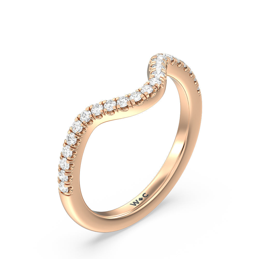 Twisted Halo Diamond Wedding Band with 18KT Rose Gold Cut Diamond in 14KT Rose Gold view 4
