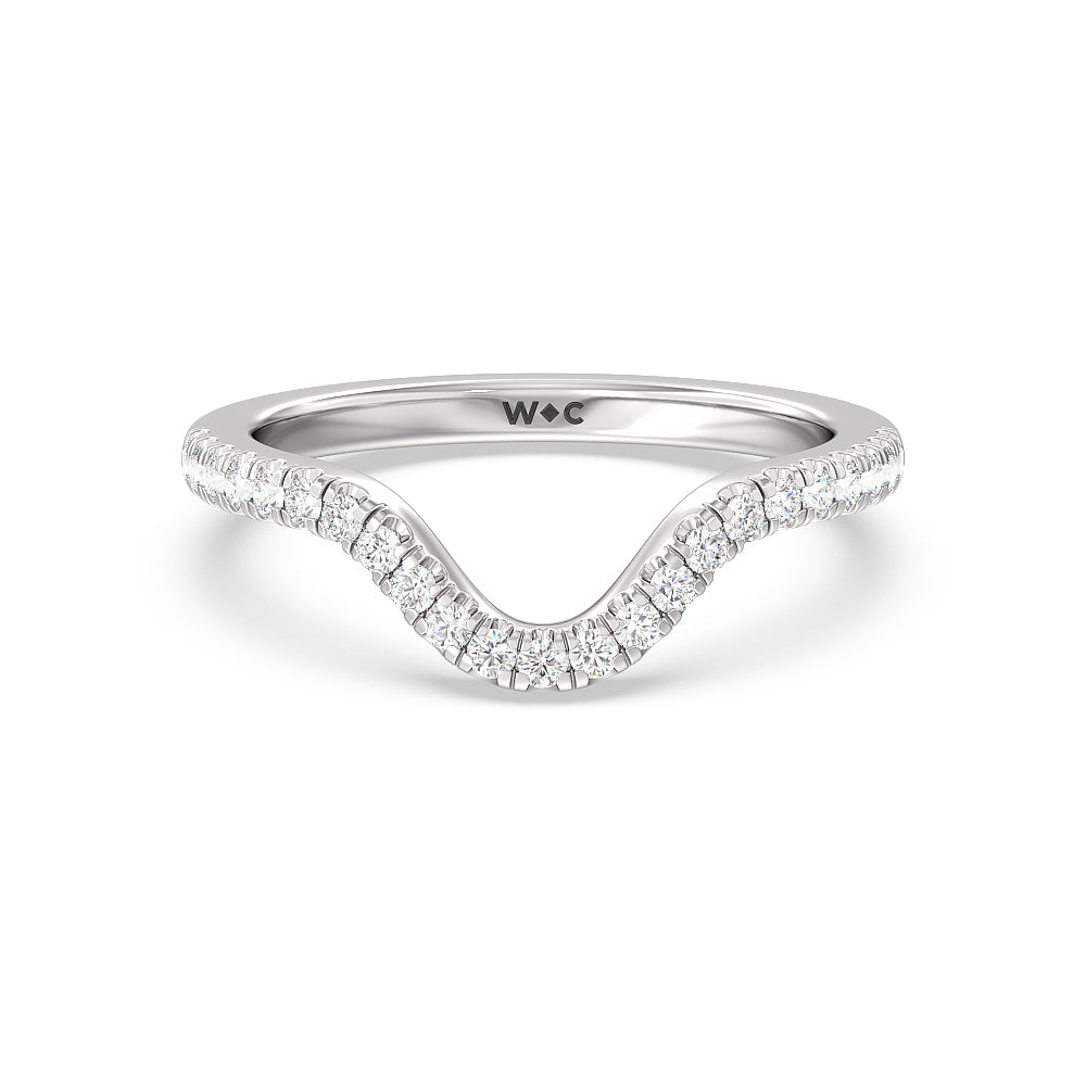 Twisted Halo Diamond Wedding Band with Platinum Cut Diamond in 14KT Platinum view 1
