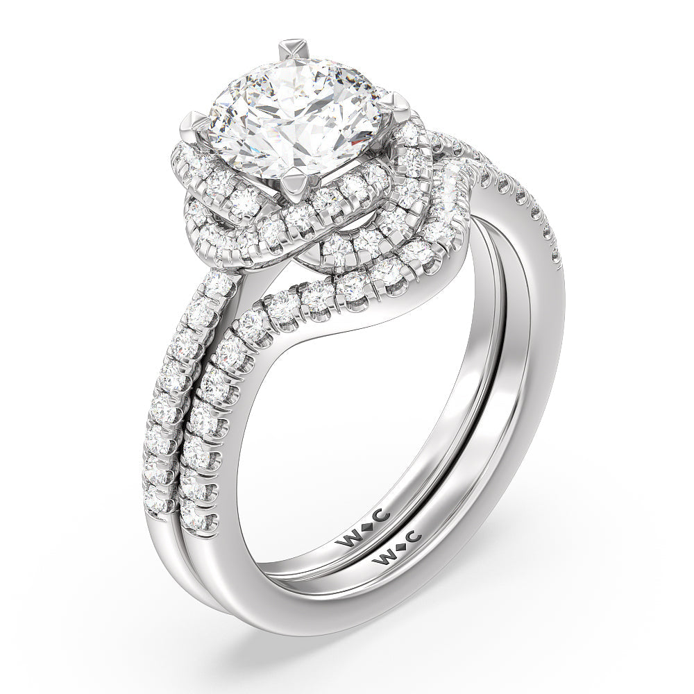 Twisted Halo Diamond Wedding Band – With Clarity - Main Image