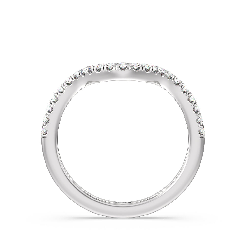 Twisted Halo Diamond Wedding Band with Platinum Cut Diamond in 14KT Platinum view 2
