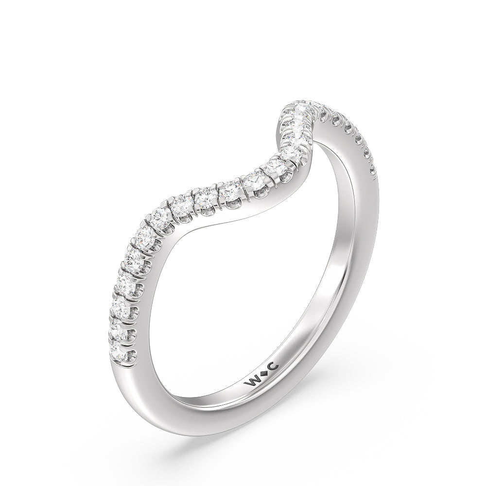 Twisted Halo Diamond Wedding Band with Platinum Cut Diamond in 14KT Platinum view 4

