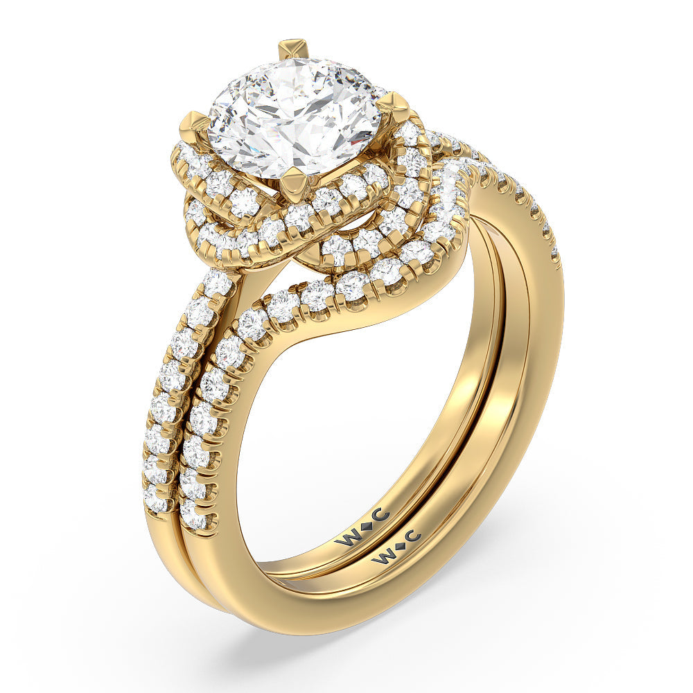 Oval Cut Twisted Halo Engagement Ring with Lab Grown Diamond in 14KT Rose Gold view 5
