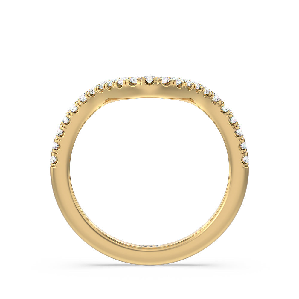 Twisted Halo Diamond Wedding Band with 18KT Yellow Gold Cut Diamond in 14KT Yellow Gold view 2
