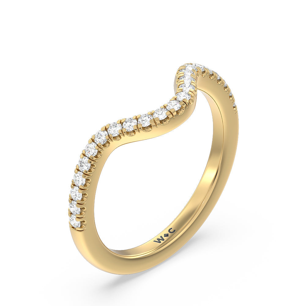Twisted Halo Diamond Wedding Band with 18KT Yellow Gold Cut Diamond in 14KT Yellow Gold view 4
