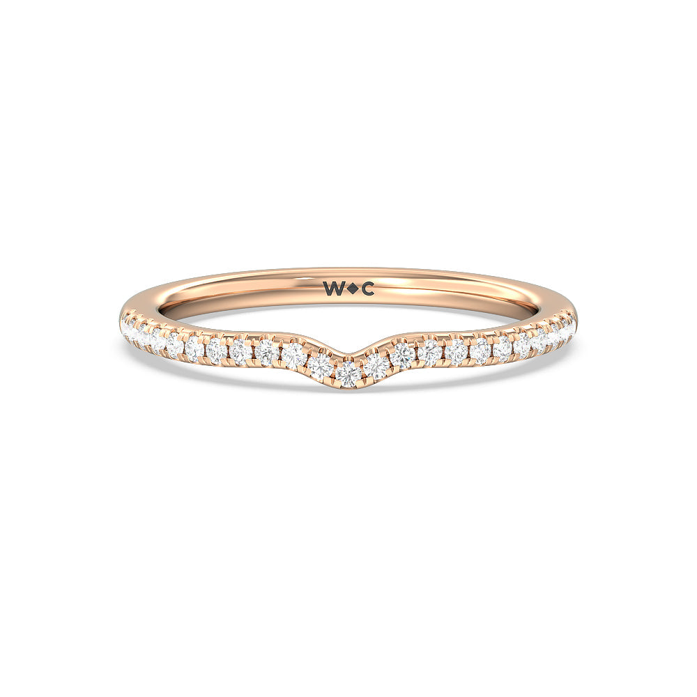 Six Prong Tulip Solitaire Diamond Wedding Band with 18KT Rose Gold Cut Diamond in 14KT Rose Gold view 1
