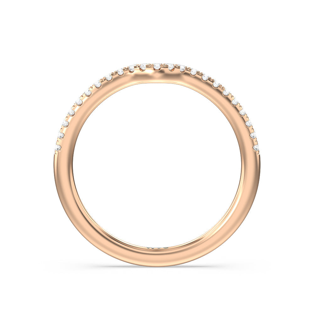 Six Prong Tulip Solitaire Diamond Wedding Band with 18KT Rose Gold Cut Diamond in 14KT Rose Gold view 2

