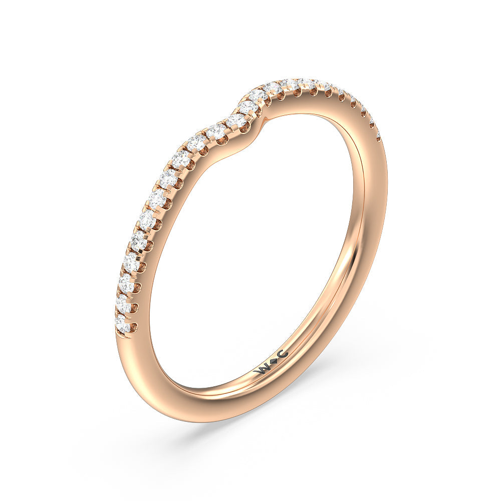 Six Prong Tulip Solitaire Diamond Wedding Band with 18KT Rose Gold Cut Diamond in 14KT Rose Gold view 4
