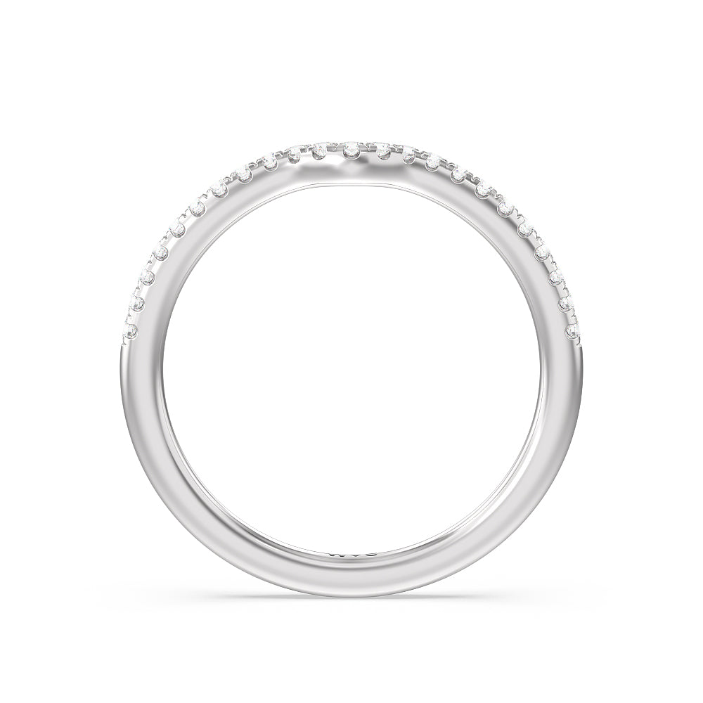 Six Prong Tulip Solitaire Diamond Wedding Band with Platinum Cut Diamond in 14KT Platinum view 2
