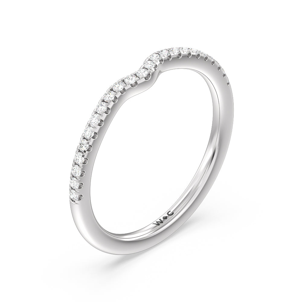Six Prong Tulip Solitaire Diamond Wedding Band with Platinum Cut Diamond in 14KT Platinum view 4
