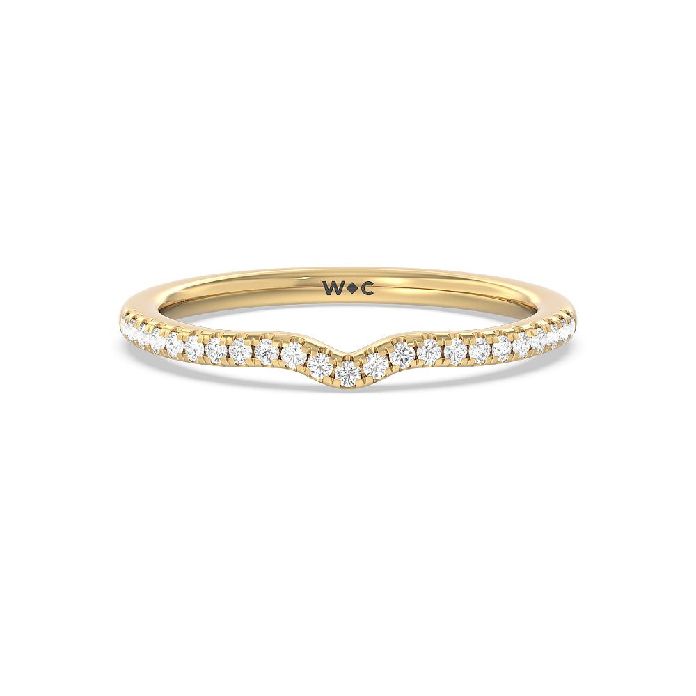 Six Prong Tulip Solitaire Diamond Wedding Band with 18KT Yellow Gold Cut Diamond in 14KT Yellow Gold view 1
