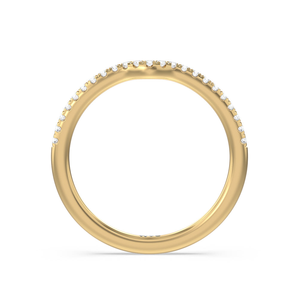 Six Prong Tulip Solitaire Diamond Wedding Band with 18KT Yellow Gold Cut Diamond in 14KT Yellow Gold view 2
