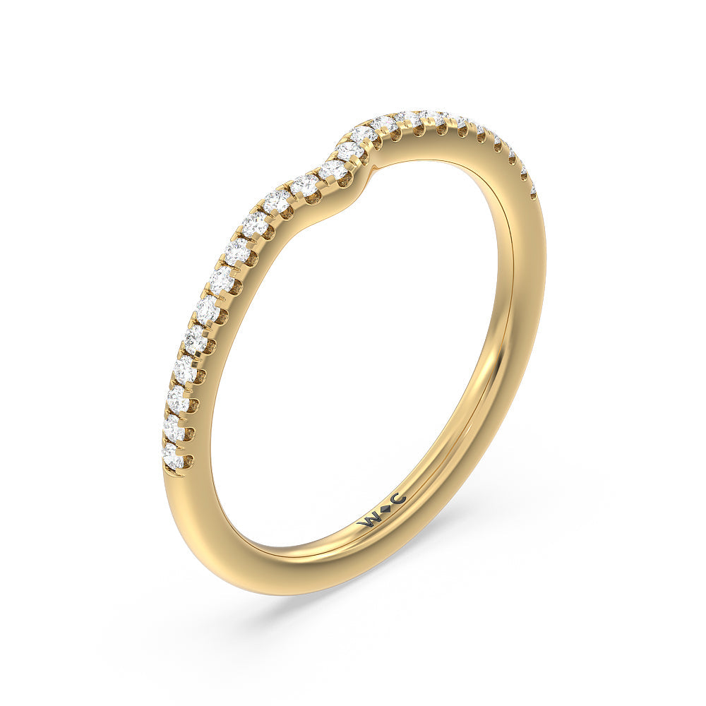 Six Prong Tulip Solitaire Diamond Wedding Band with 18KT Yellow Gold Cut Diamond in 14KT Yellow Gold view 4
