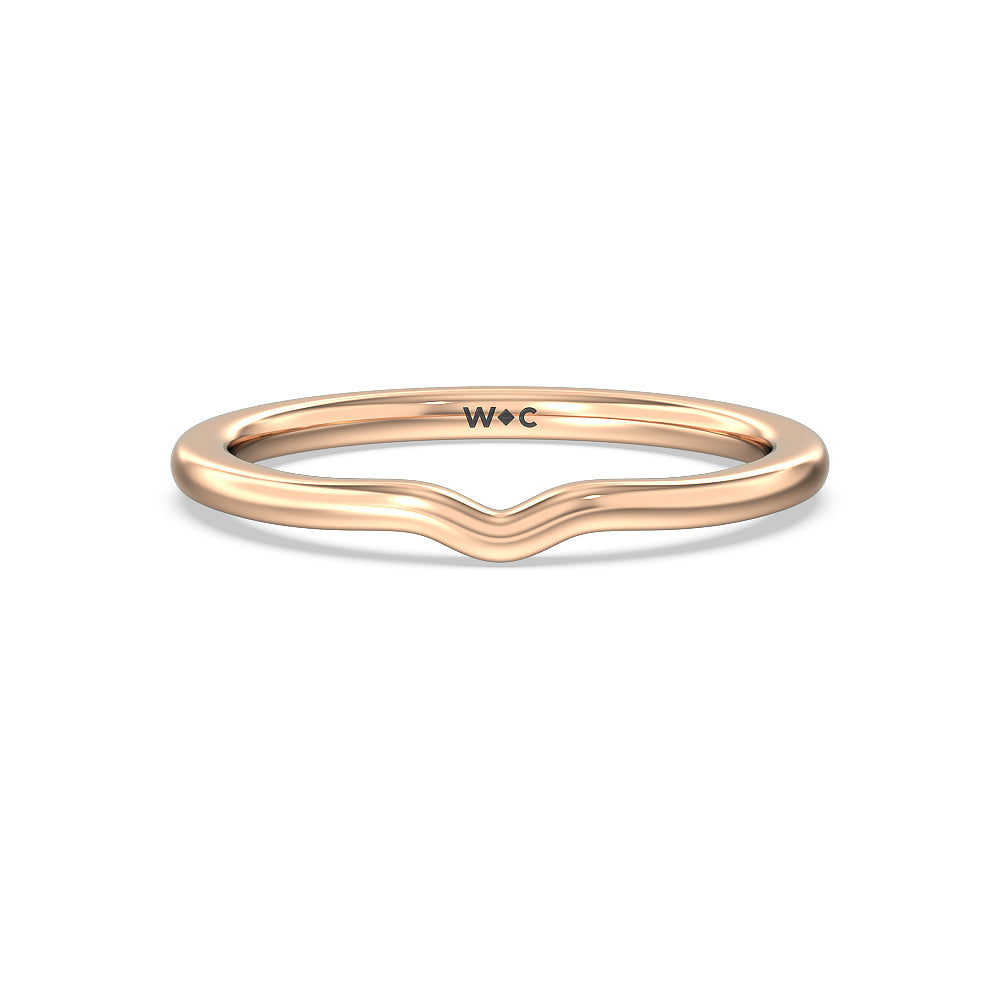 Six Prong Tulip Solitaire Wedding Band with 18KT Rose Gold Cut Diamond in 14KT Rose Gold view 1
