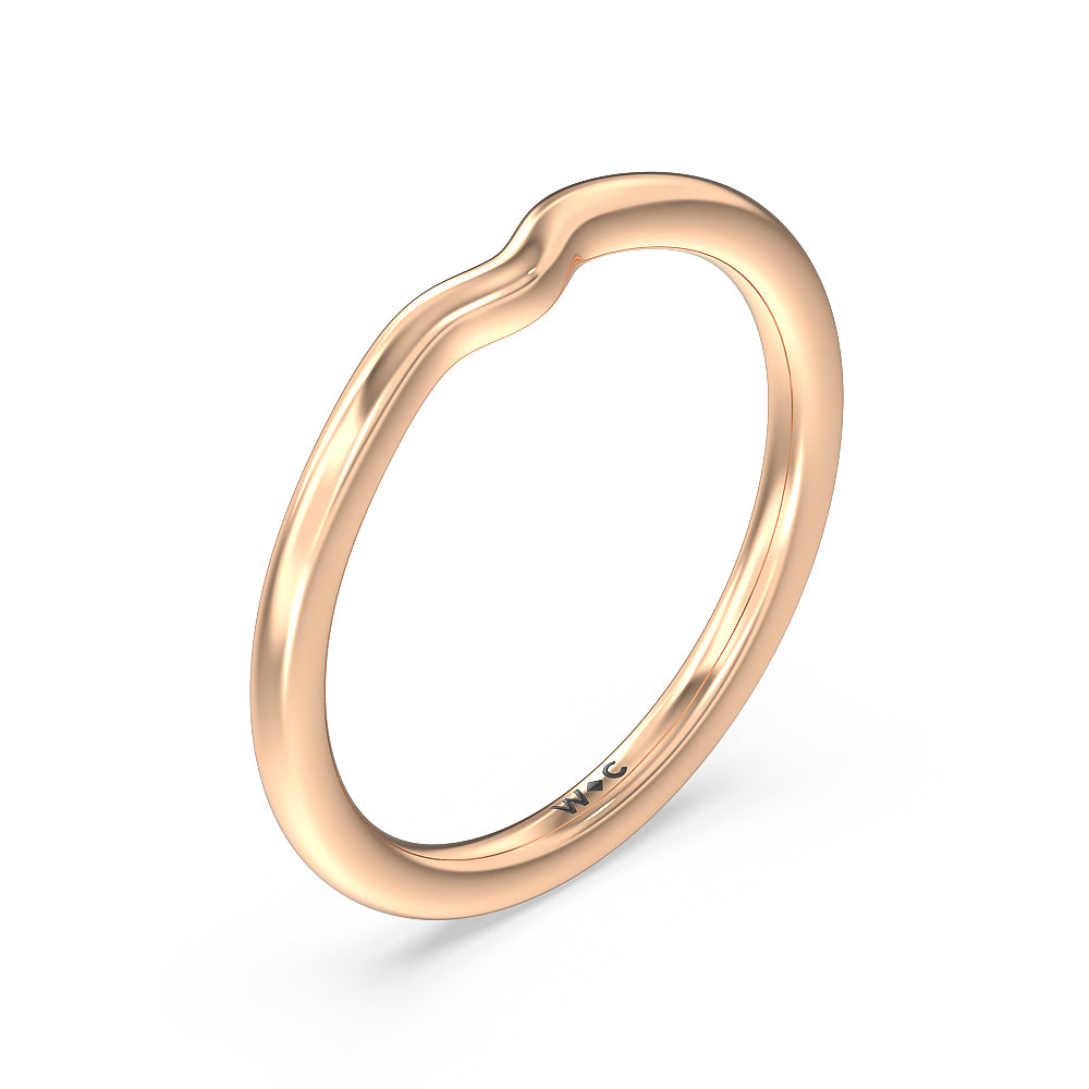 Six Prong Tulip Solitaire Wedding Band with 18KT Rose Gold Cut Diamond in 14KT Rose Gold view 4
