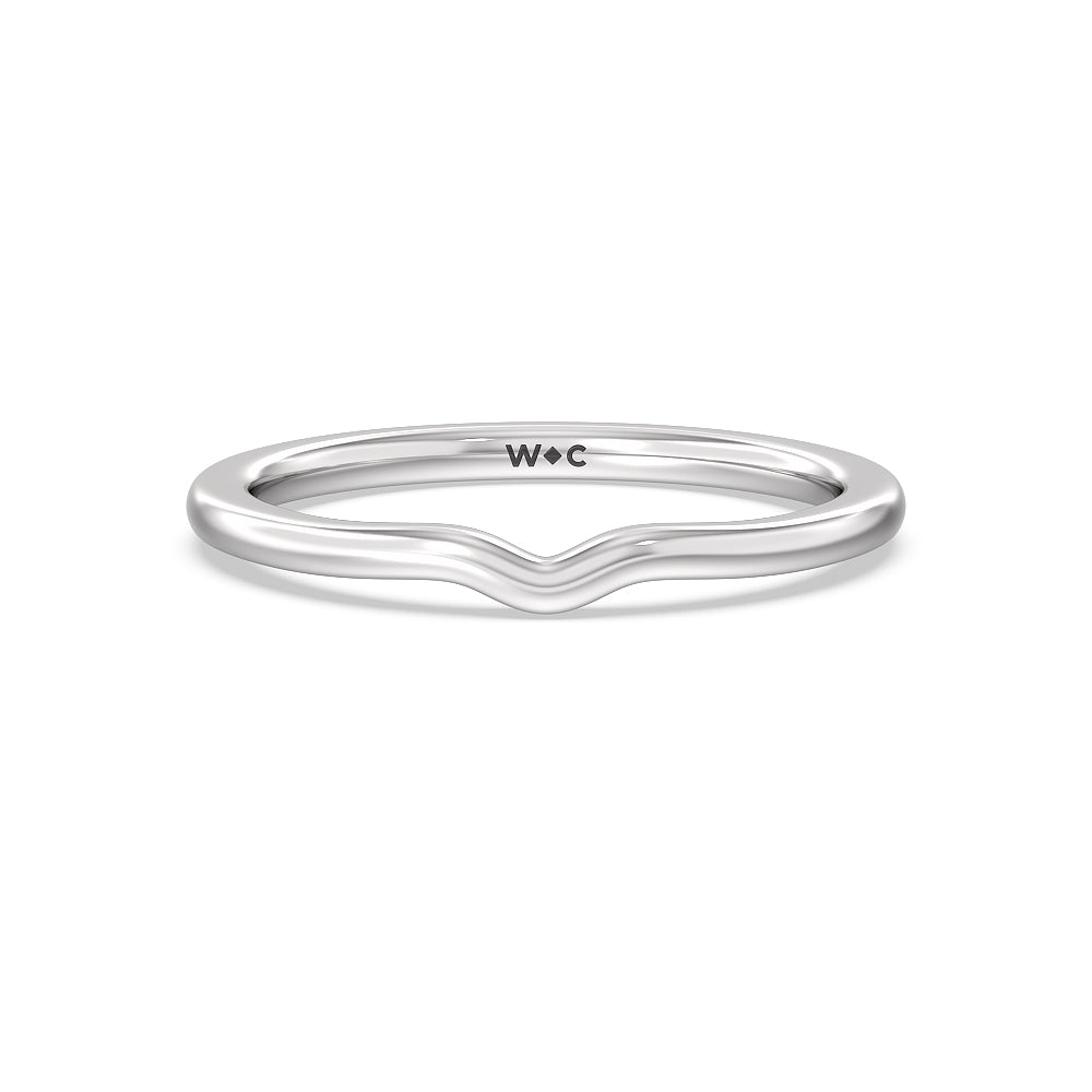 Six Prong Tulip Solitaire Wedding Band with Platinum Cut Diamond in 14KT Platinum view 1
