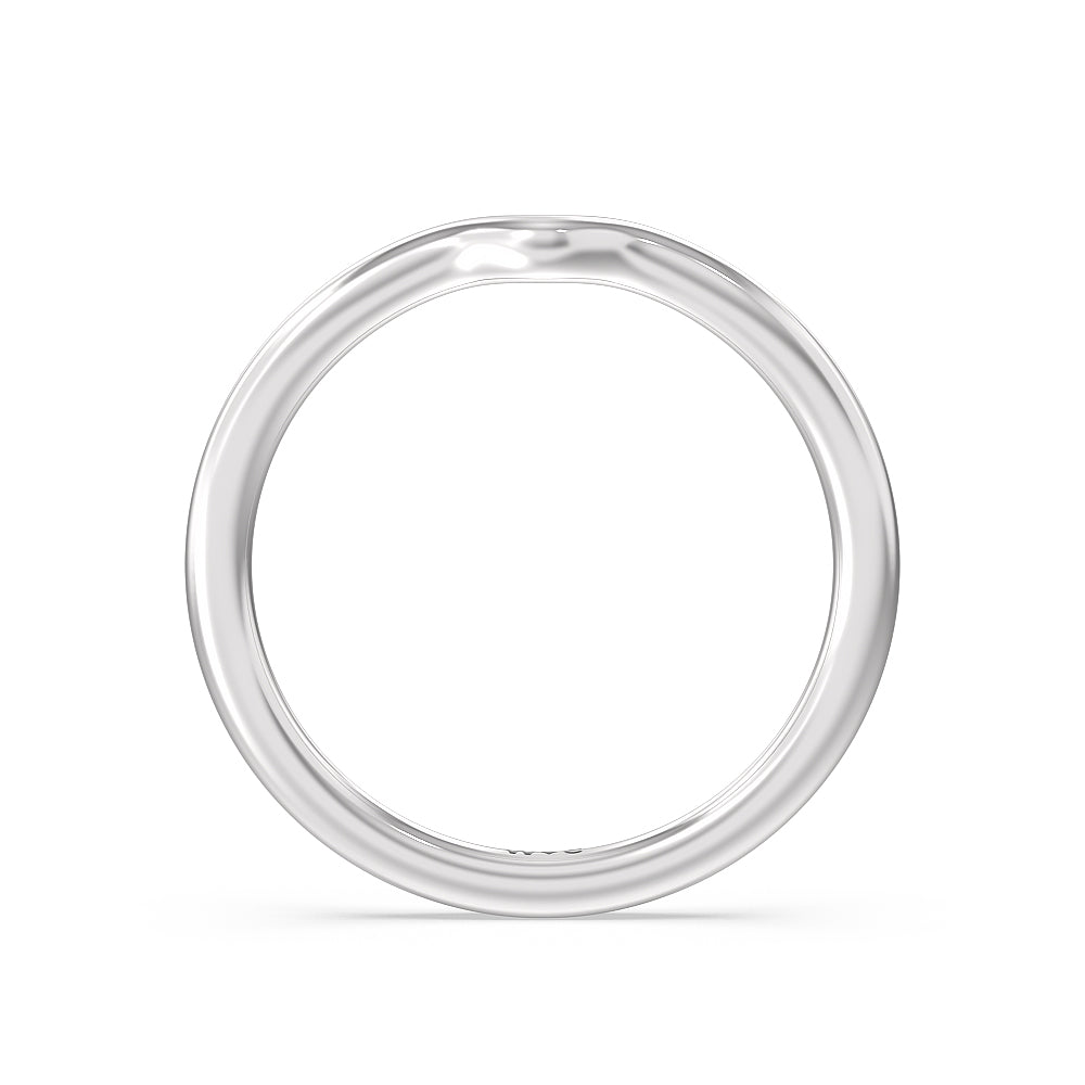 Six Prong Tulip Solitaire Wedding Band with Platinum Cut Diamond in 14KT Platinum view 2
