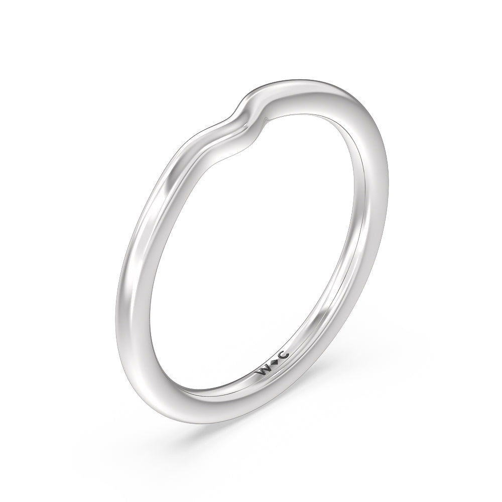 Six Prong Tulip Solitaire Wedding Band with Platinum Cut Diamond in 14KT Platinum view 4
