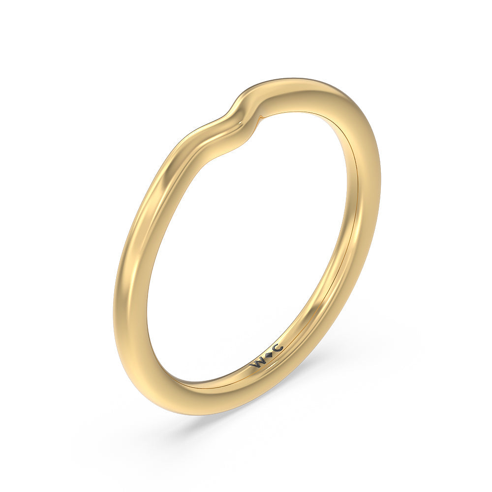 Six Prong Tulip Solitaire Wedding Band with 18KT Yellow Gold Cut Diamond in 14KT Yellow Gold view 4

