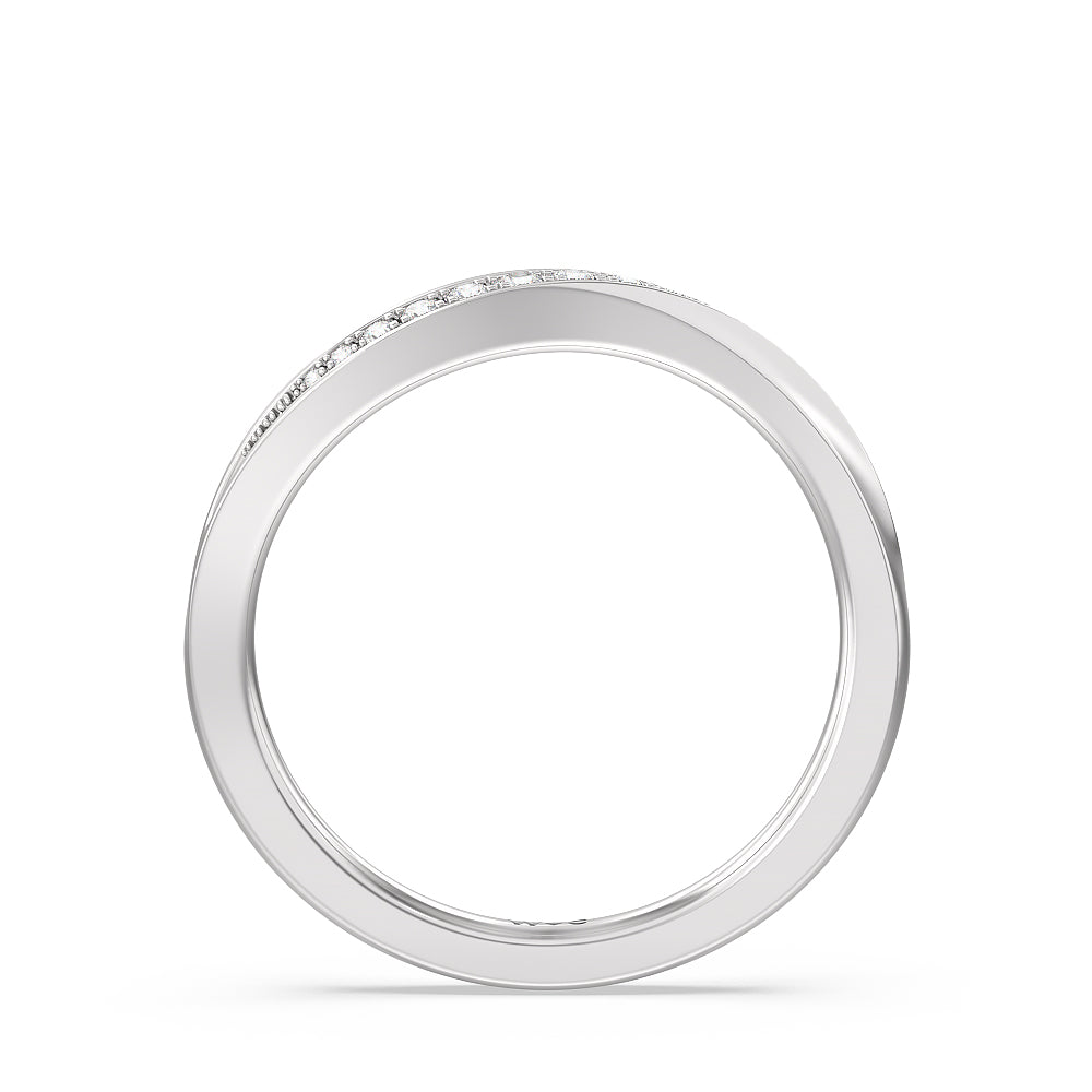 Six Prong Solitaire Wavy Diamond Shank Wedding Band with Platinum Cut Diamond in 14KT Platinum view 2
