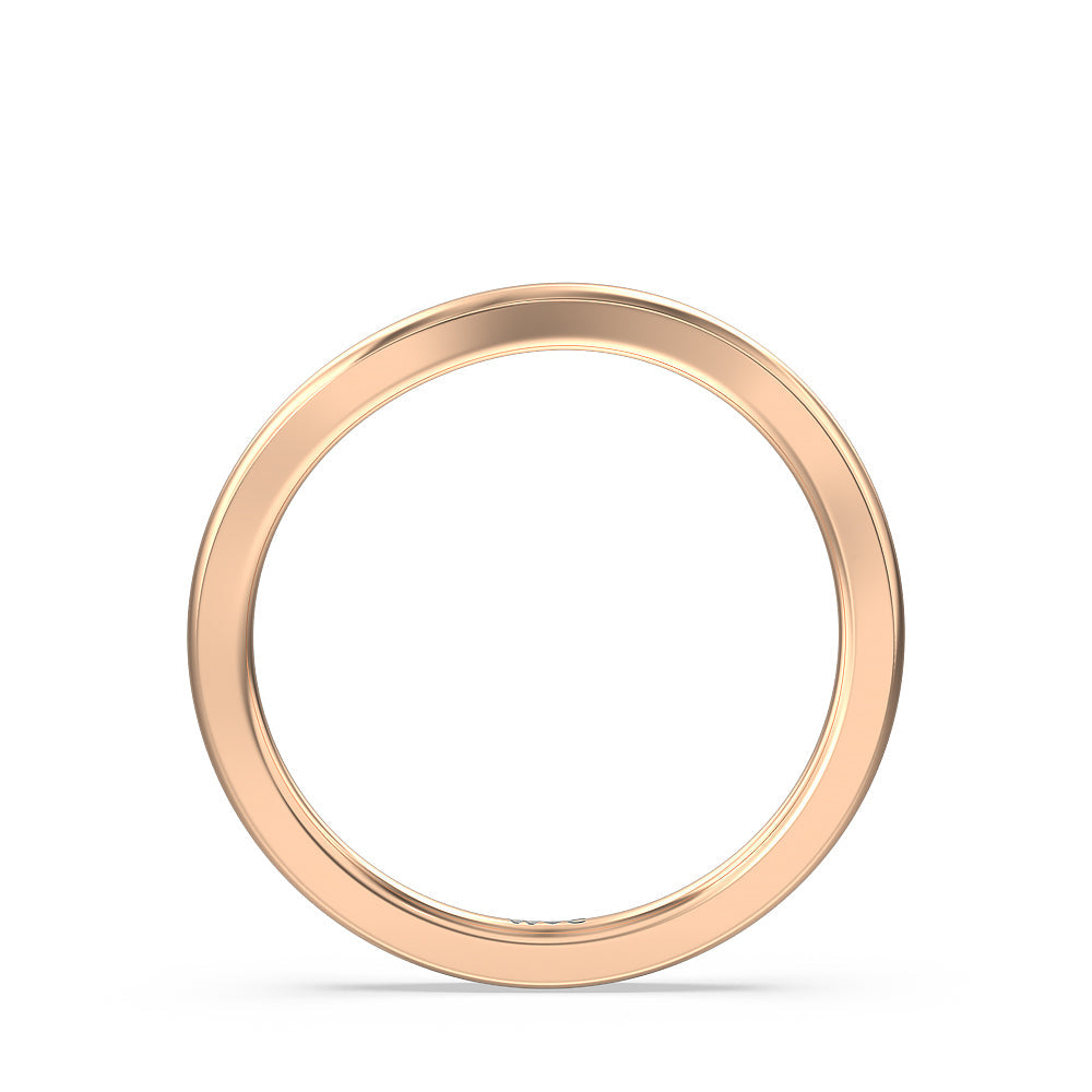 Six Prong Solitaire Wavy Shank Wedding Band with 18KT Rose Gold Cut Diamond in 14KT Rose Gold view 2
