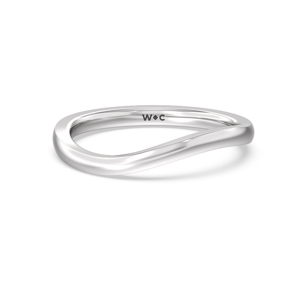 Six Prong Solitaire Wavy Shank Wedding Band with Platinum Cut Diamond in 14KT Platinum view 1
