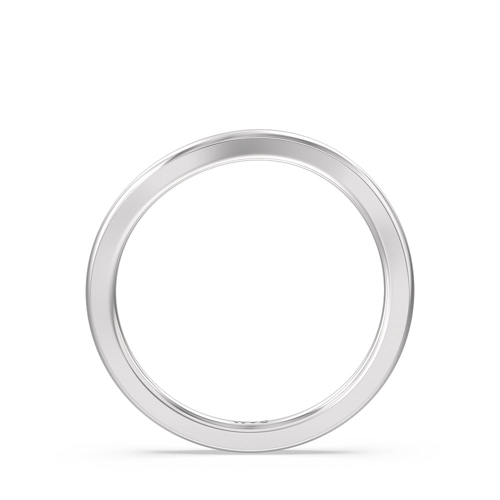 Six Prong Solitaire Wavy Shank Wedding Band with Platinum Cut Diamond in 14KT Platinum view 2
