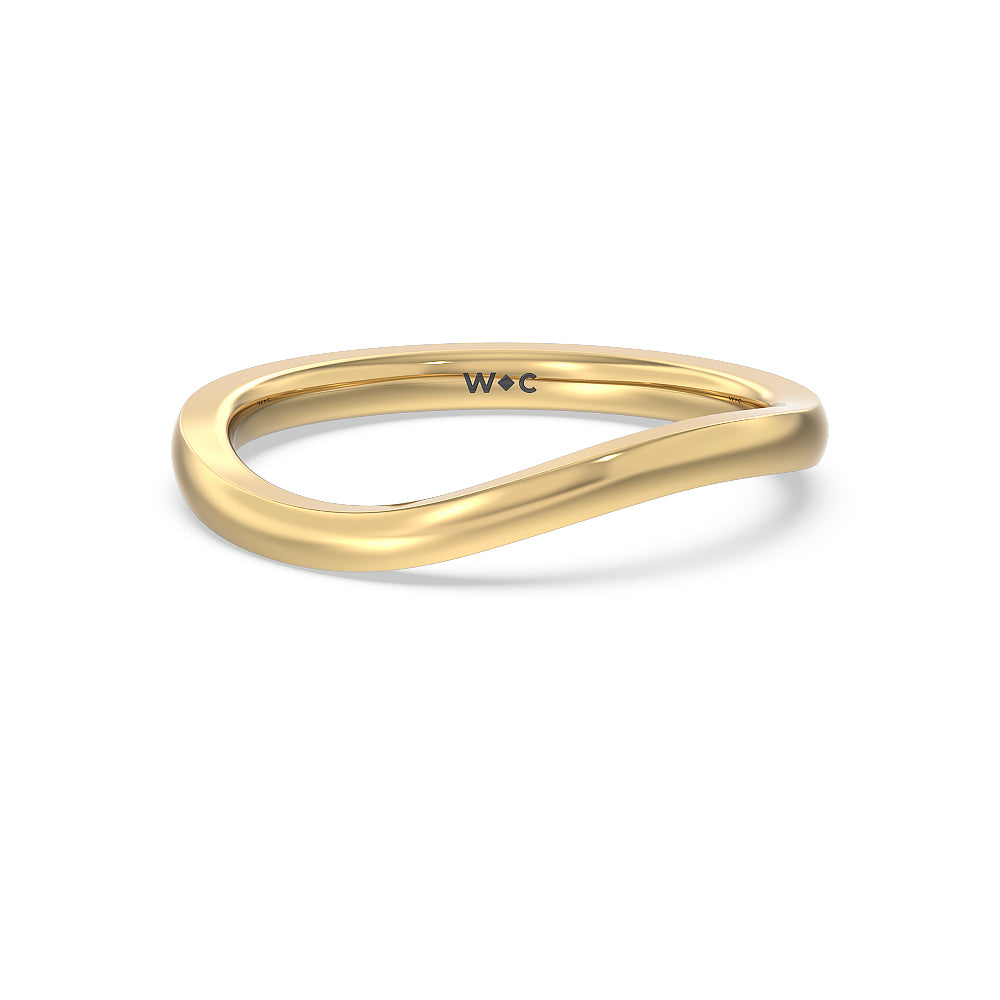 Six Prong Solitaire Wavy Shank Wedding Band with 18KT Yellow Gold Cut Diamond in 14KT Yellow Gold view 1
