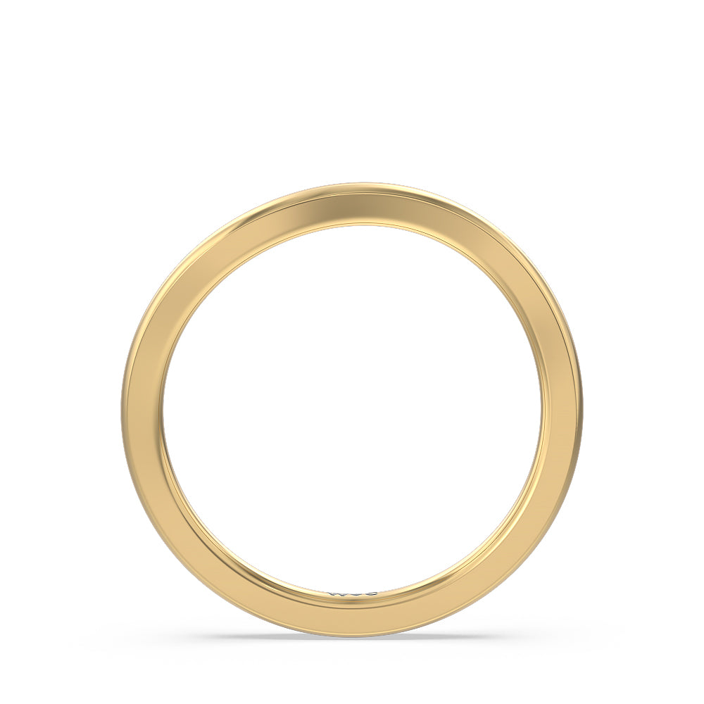 Six Prong Solitaire Wavy Shank Wedding Band with 18KT Yellow Gold Cut Diamond in 14KT Yellow Gold view 2
