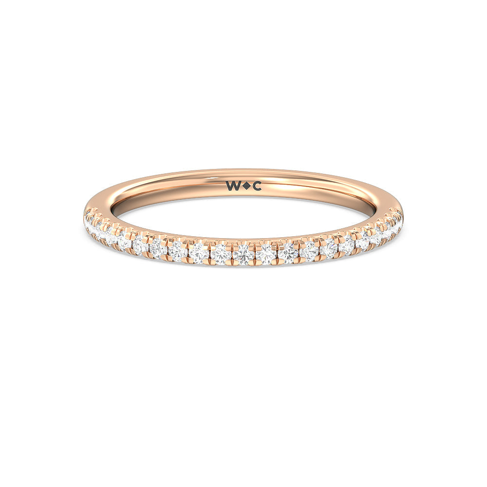 Saturn Double Halo Solitaire Diamond Wedding Band with 18KT Rose Gold Cut Diamond in 14KT Rose Gold view 1
