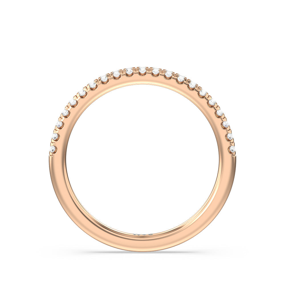 Saturn Double Halo Solitaire Diamond Wedding Band with 18KT Rose Gold Cut Diamond in 14KT Rose Gold view 2
