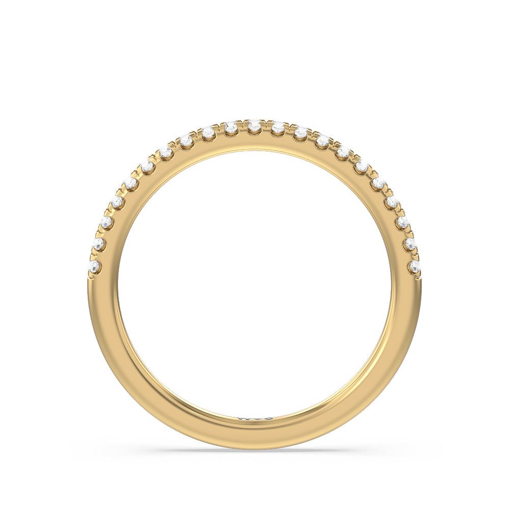 Saturn Double Halo Solitaire Diamond Wedding Band with 18KT Yellow Gold Cut Diamond in 14KT Yellow Gold view 2
