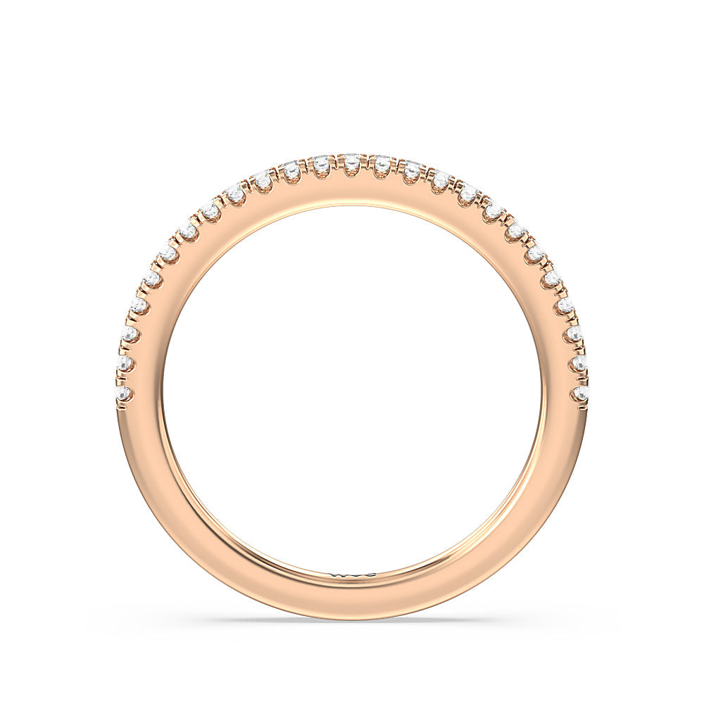 Aura Studded Crescent Shank Hidden Halo Solitaire Diamond Wedding Band with 18KT Rose Gold Cut Diamond in 14KT Rose Gold view 2
