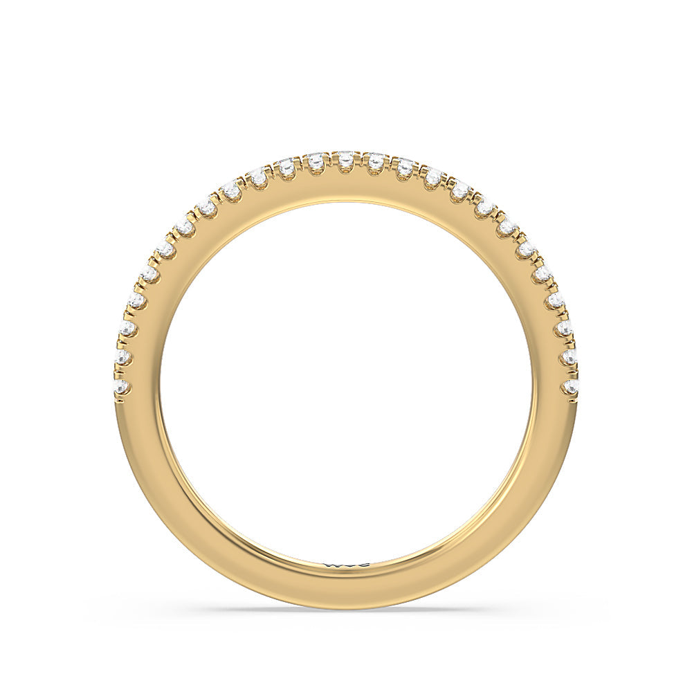 Aura Studded Crescent Shank Hidden Halo Solitaire Diamond Wedding Band with 18KT Yellow Gold Cut Diamond in 14KT Yellow Gold view 2
