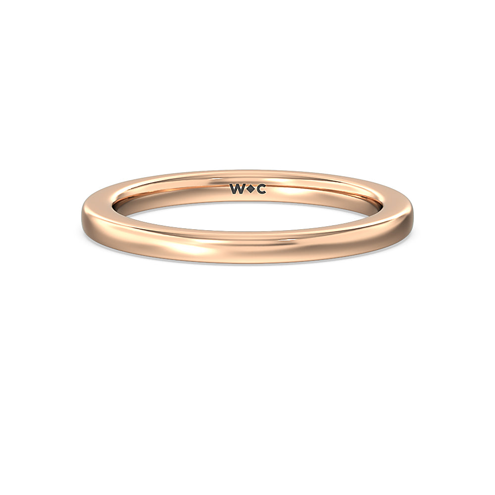 Aura Studded Crescent Shank Hidden Halo Solitaire Wedding Band with 18KT Rose Gold Cut Diamond in 14KT Rose Gold view 1
