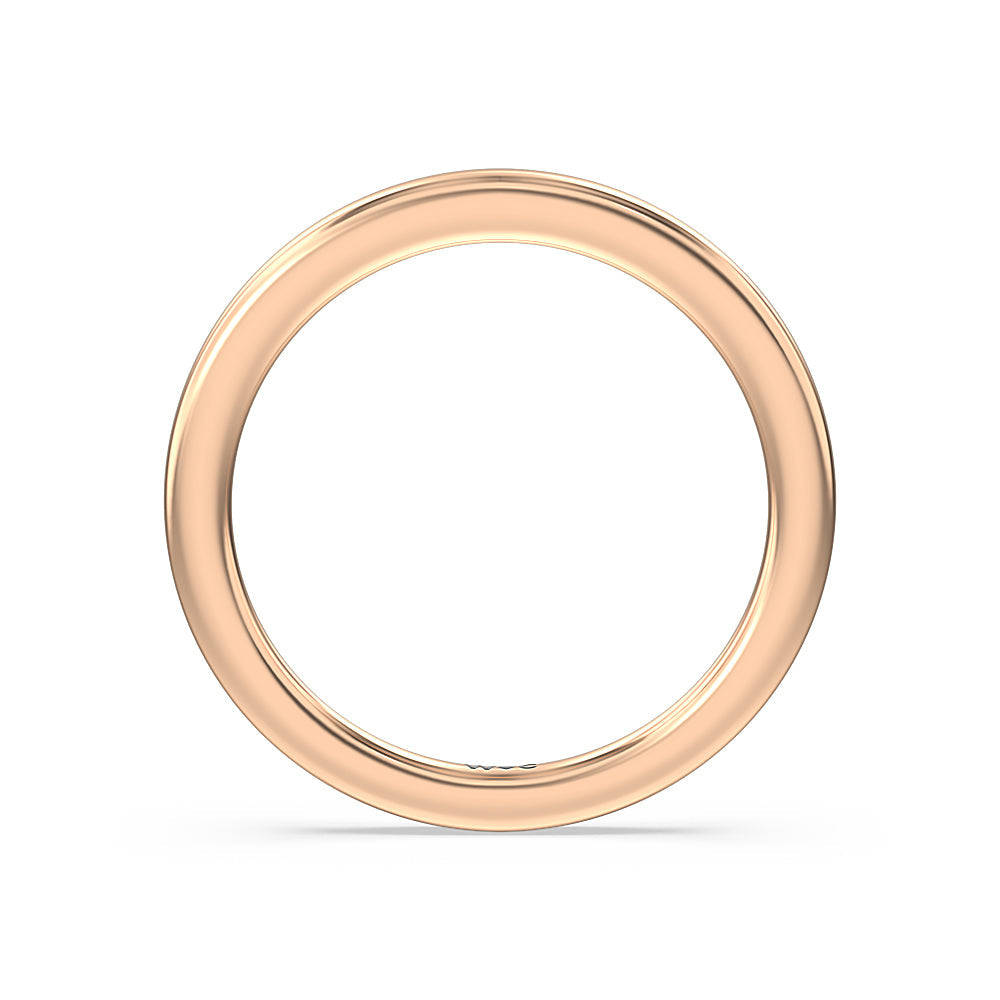 Aura Studded Crescent Shank Hidden Halo Solitaire Wedding Band with 18KT Rose Gold Cut Diamond in 14KT Rose Gold view 2
