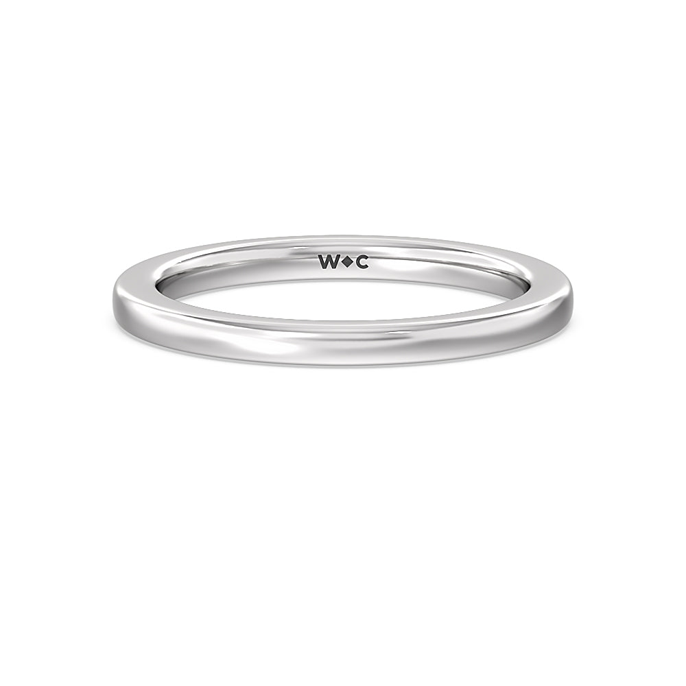 Aura Studded Crescent Shank Hidden Halo Solitaire Wedding Band with Platinum Cut Diamond in 14KT Platinum view 1
